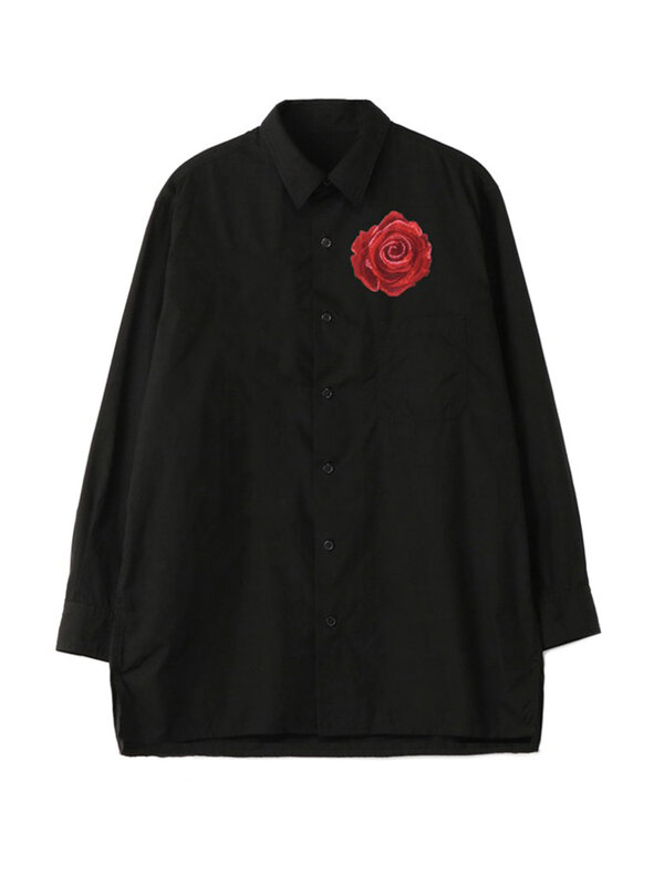 Рубашка с цветочной вышивкой Yohji Yamamoto, свободная и большая, можно носить как для мужчин, так и для женщин, Модная и удобная