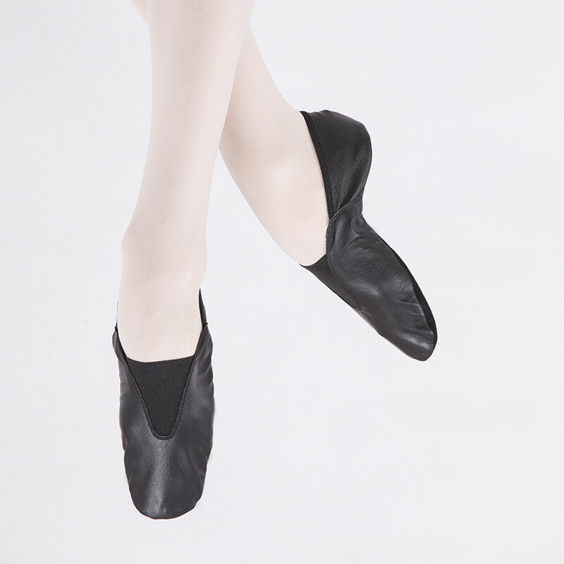Zapatos de gimnasio profesionales para hombre y mujer, calzado de cuero genuino, color negro, suela blanda