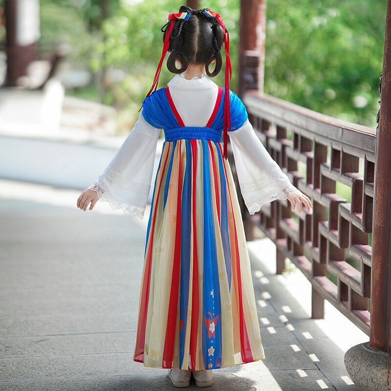 Hanfu amélioré pour enfants, robe chinoise traditionnelle pour bébé, jupe Super dégradée pour filles, cérémonie de cosplay dans les Prairies, nouveau, 2023