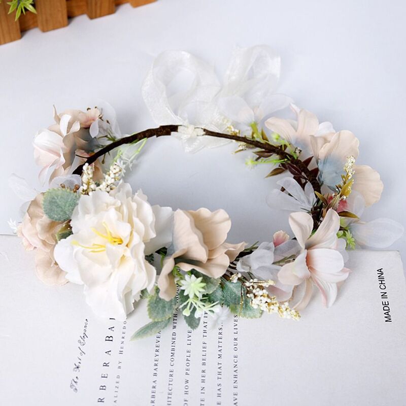 Handmade Bridal Hairband Hair Jewelry Beach Wreath Garland Crown Headwear for Wedding Flower Tiara Flower Wreaths