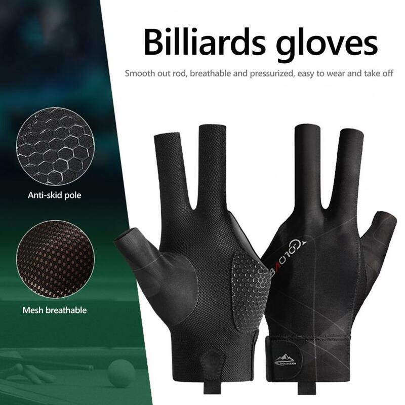1Pc Billiard Pool Glove Super Soft Breathable Mesh Glove Non-slip 3 Finger Design Billiard Glove Left-Hand Glove Sports Supplies