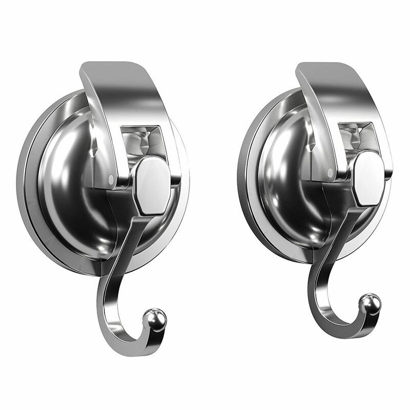 Reusable Polished Easy to Install Heavy-Duty Organization Suction Cup Hooks Chrome-Plated Bathroom Shower