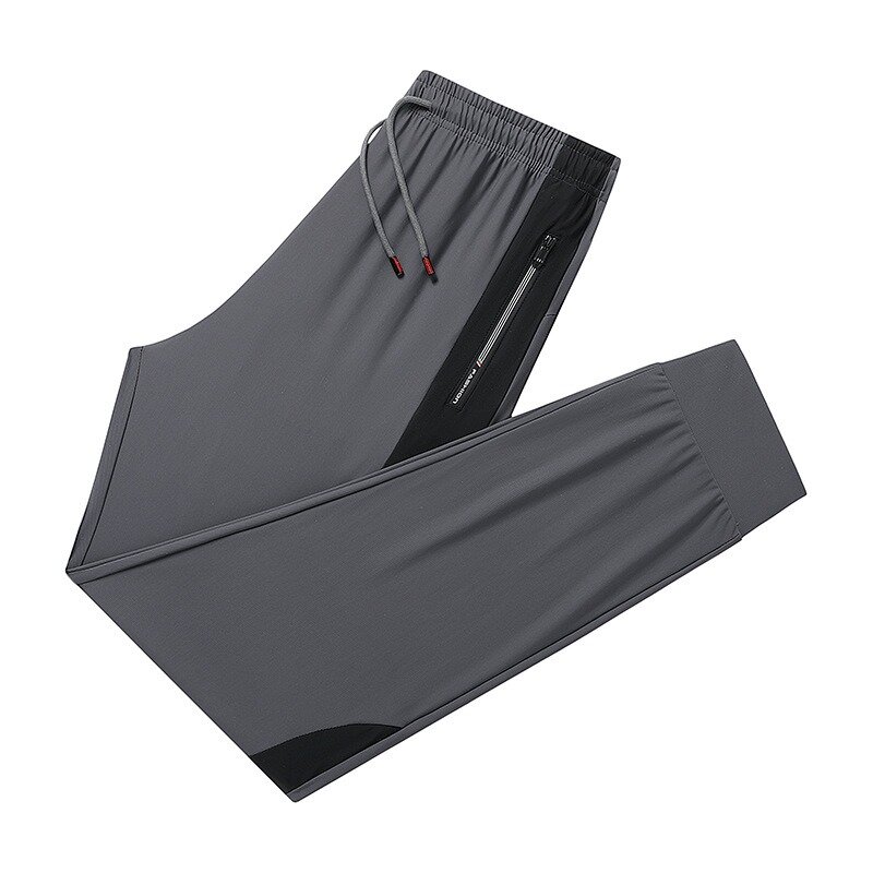 2024 Sports Pants Men's Thin Summer Ice Silk Casual Pants Loose Straight Tube Quick Drying Elastic Oversized Sports Pants gym