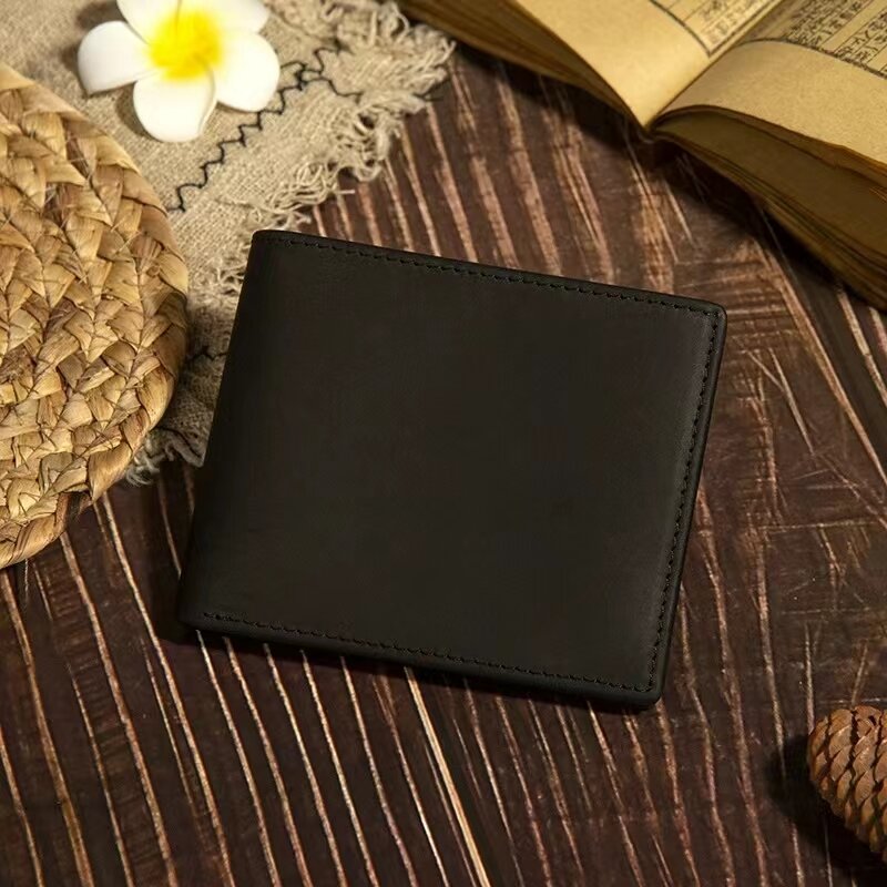 Мужской кожаный кошелек ручной работы с радиочастотной идентификацией: стильный компактный держатель для карт и кошелек для монет