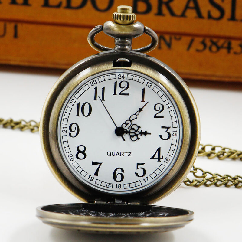Reloj de bolsillo de cuarzo de diseño Simple, cadena Fob, números árabes, esfera colgante, reloj de bolsillo