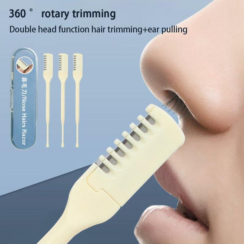 1set Double Sided Nose Hair Knife Manual Nostril Cleaning Nose Hair Trimmer 360 Degree Rotate Nostril Cleaning Scissors