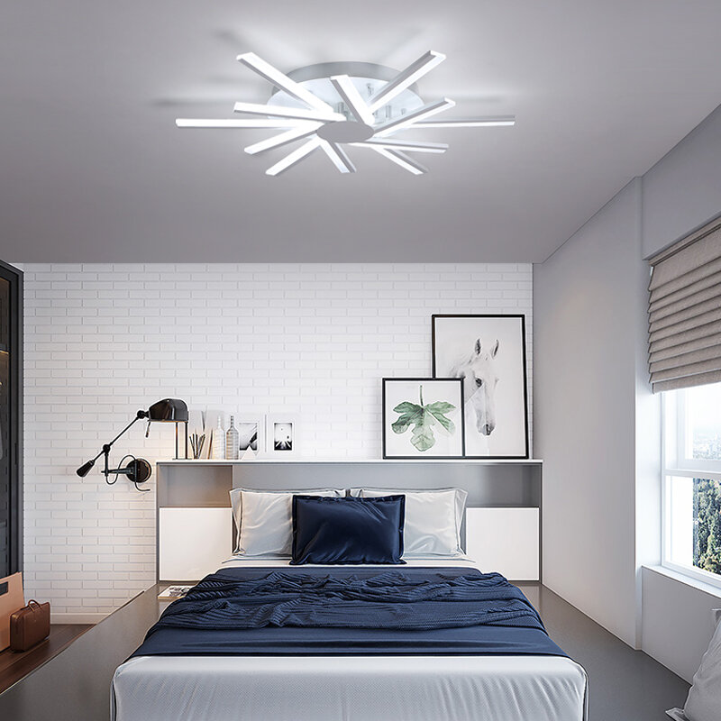 Lustre en acrylique pour chambre à coucher, salon, lampe d'éclairage d'intérieur, couleur or, noir, blanc, lampe en forme de fleur, livraison directe AC85-260V déco