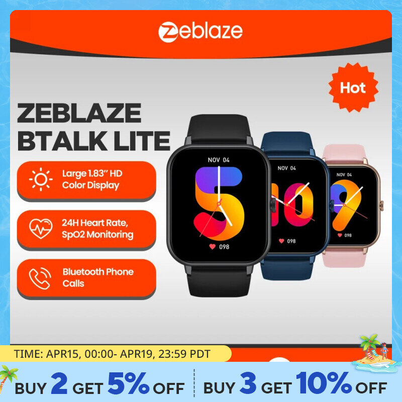 ساعة ذكية Zeblaze talk Lite تتصل بالصوت من أجل المراقبة الصحية والرياضة والإشعارات الذكية للرجال