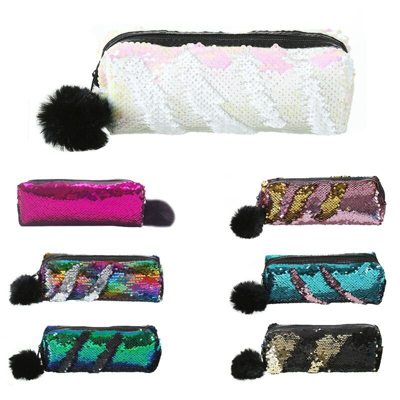 Shining Sequin Large Pencil Case Stationery Storage Pen Organizer Bag School Office Supply Cosmetic Holder For Gift