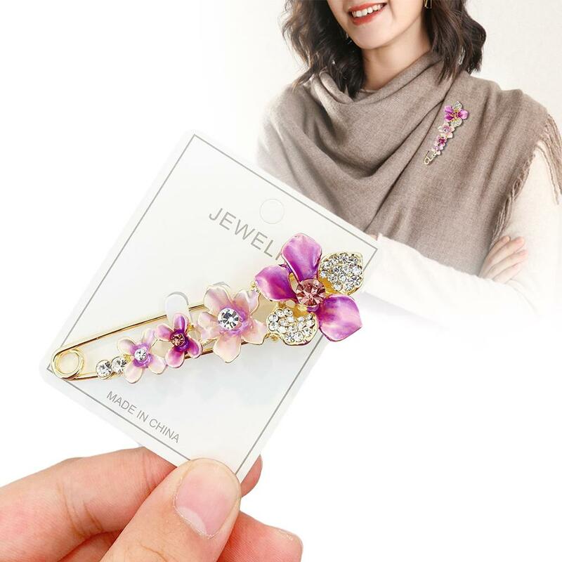 Broche de flores de Chal versátil, Pin de ropa brillante elegante, accesorio de cristal para solapa, sujetador de joyería para vestido, W9C1