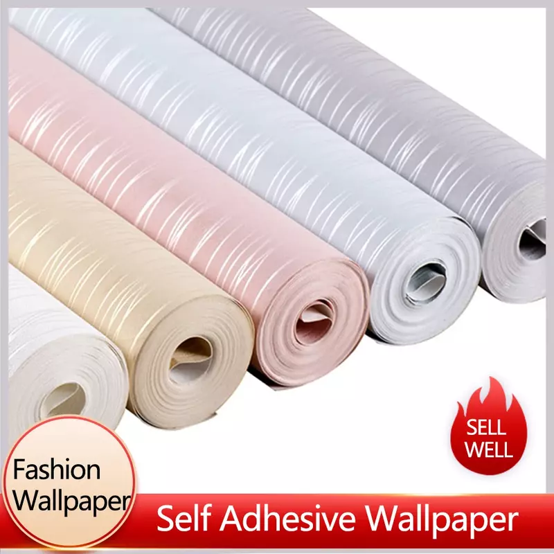 Papel tapiz no tejido autoadhesivo, patrón de rayas verticales minimalistas modernas, papel de pared para decoración del hogar