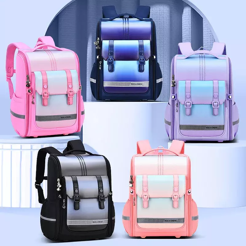 New Gradient Three-dimensional Square Bag For ElEmEntary School StudentS, 6-12 Year Old Children's Backpack, Integrated
