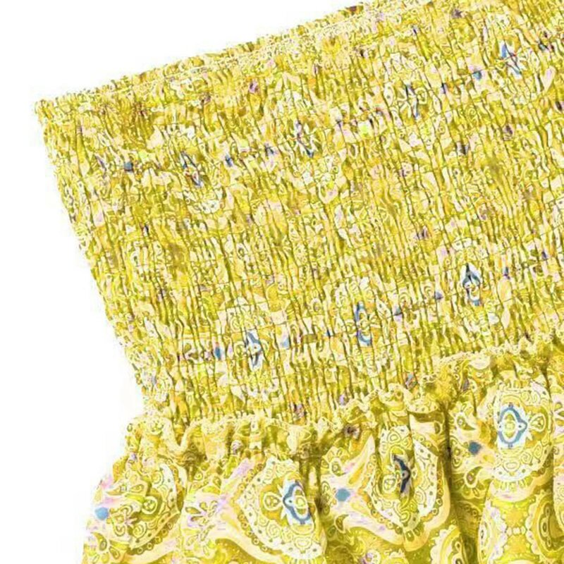 Women'S Summer Bohemian Floral Print Mini Skirt Pleated Ruffle Printed Vintage Dress For Ladies Vestido De Mujer
