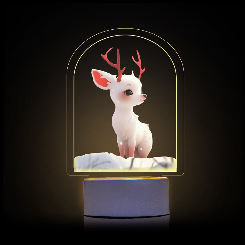 3D Deer acrílico LED Night Light para o quarto do bebê, Presente decorativo personalizado, personalizado