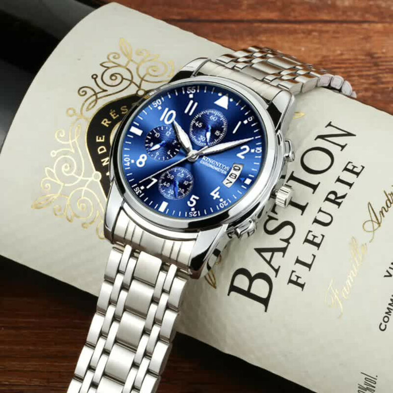 New Luxury Watch Men Steel Band Men'S Watch Fashion & Casual Watch Men Single Calendar Glow Waterproof Watch Fashion Design