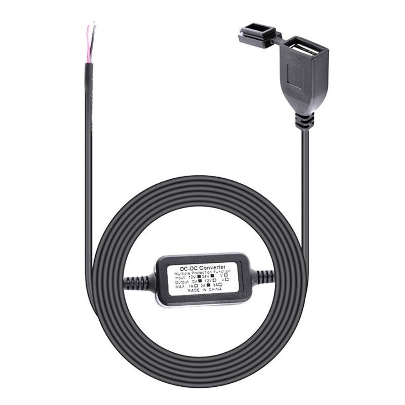 Motorrad-Handy-Ladegerät, Netzteil, USB-Buchse mit staubdichter Abdeckung, 12–24 V