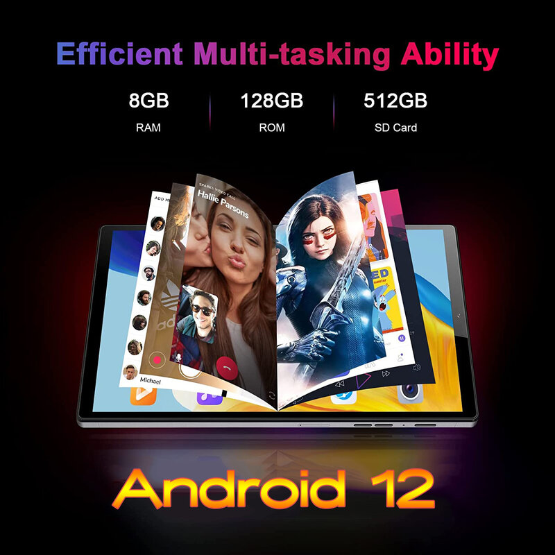 G85 планшет на Android 12, восемь ядер, экран 10,36 дюйма, 8 ГБ + 256 ГБ