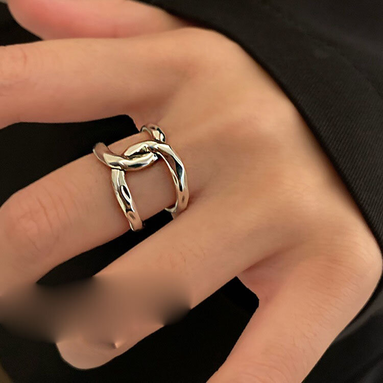 925 Sterling Silver Simple Retro Cross Lines Rings For Women Geometric Fashion Smiple Open Handmade Allergy Party Jewelry Gift