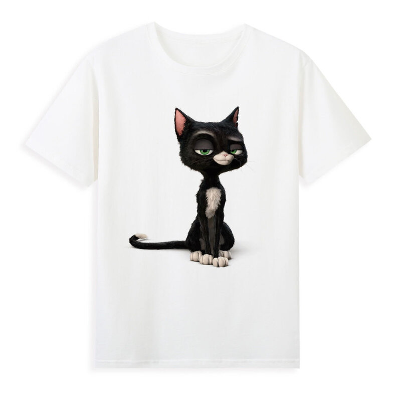 Bonito gatinho impresso camiseta linda senhora bonito camiseta respirável e confortável verão manga curta superior a096