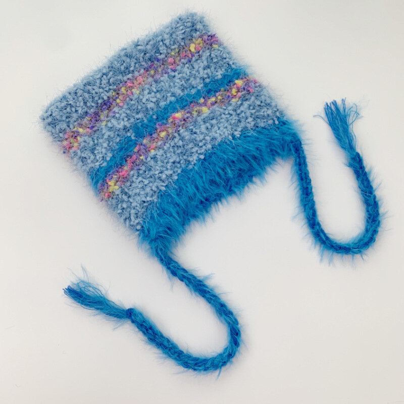 Sombrero de lana cálida para mujer, gorro con protección para las orejas de visón de imitación de Color a juego, bonito y divertido, 1 unidad