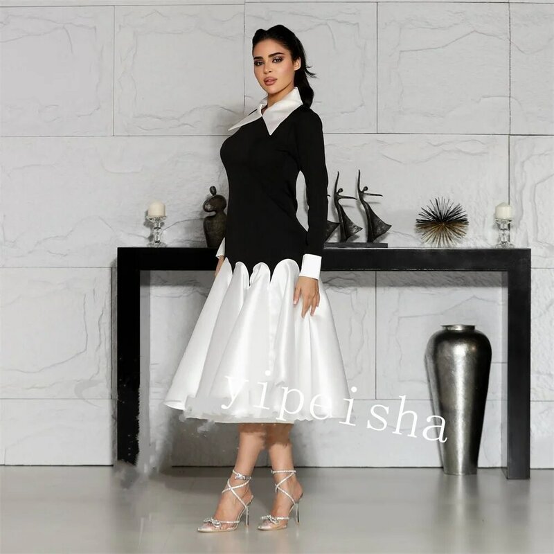 Ball Dress Evening Saudi Arabia Jersey Ruched Homecoming A-line V-neck Bespoke Occasion Gown Knee Length Dresses