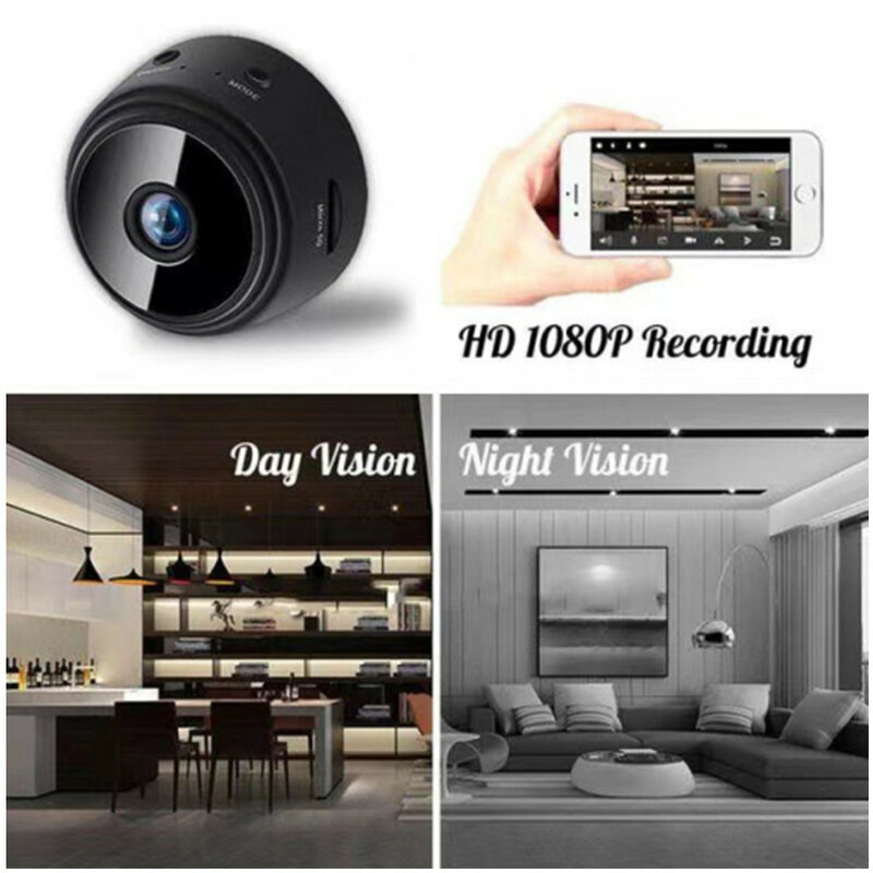 A9 Kamera CCTV, kamera keamanan Wifi terhubung ke ponsel tanpa kabel, kamera WiFi 1080p HD Versi malam kamera suara mikro