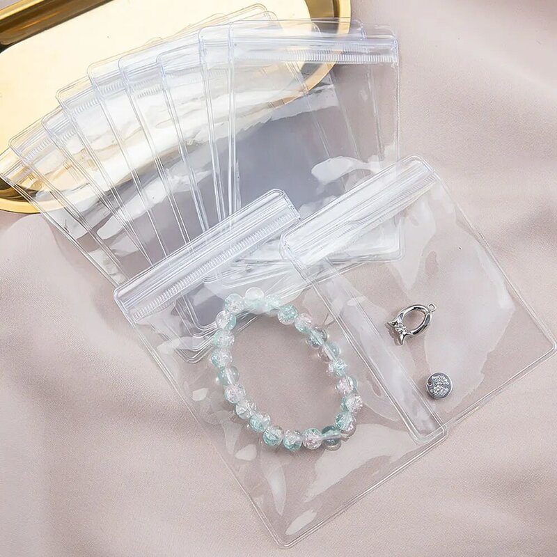 20 buah transparan PVC paket pengatur perhiasan tas bening anti-oksidasi tas anting kalung tempat penyimpanan diri Sealing kantong