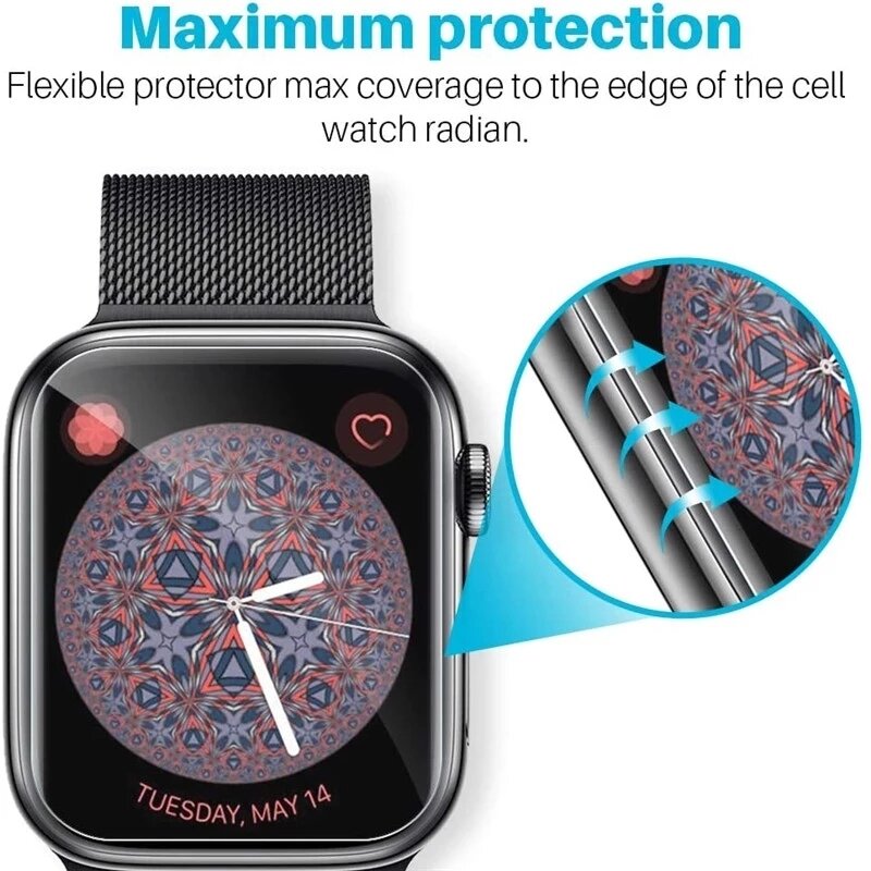 Protecteurs d'écran en verre souple pour Apple Watch, film protecteur pour Apple Watch 7, 6, SE, 5, 4, 3, série IWatch 40mm, 41mm, 42mm, 44mm, 45mm, 1 pièce, 5 pièces, 10 pièces