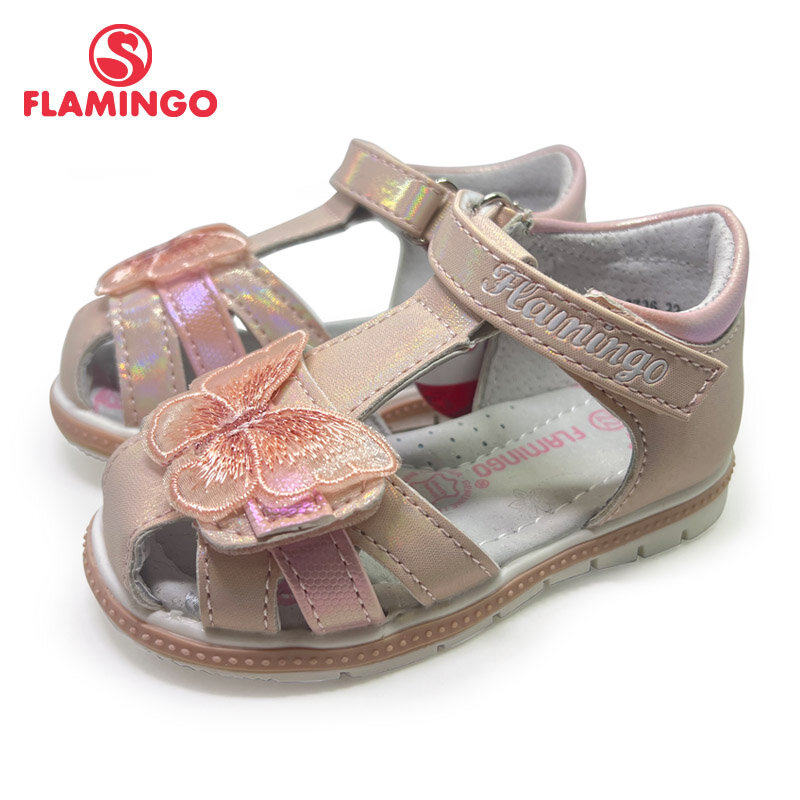 FLAMINGO kids sandals for Girls Hook& Loop Flat Arched Design Chlid Casual Princess Shoes Size 23-28 223S-2736/37