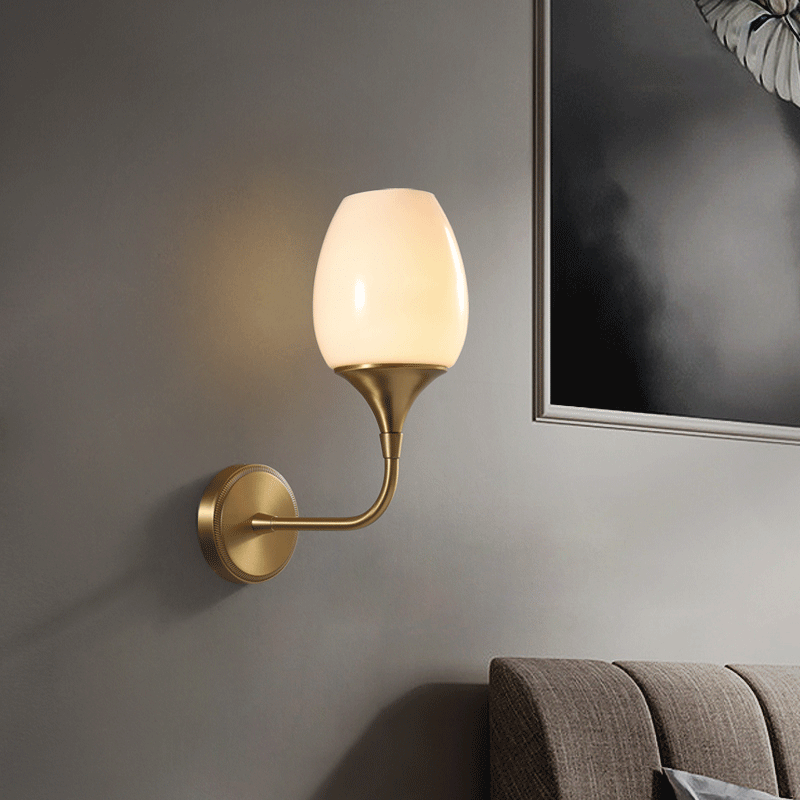 Postmodern All-copper Wall Lamp Living Room Bedroom Minimalist LED Sconce Corridor Aisle Background Nordic Decorative Lighting