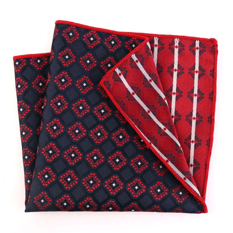 Wedding Wine Red Handkerchief For Men Vintage Check Dots Stripe Pocket Square Navy Blue Paisley Handkerchief Suit Pocket Fashion