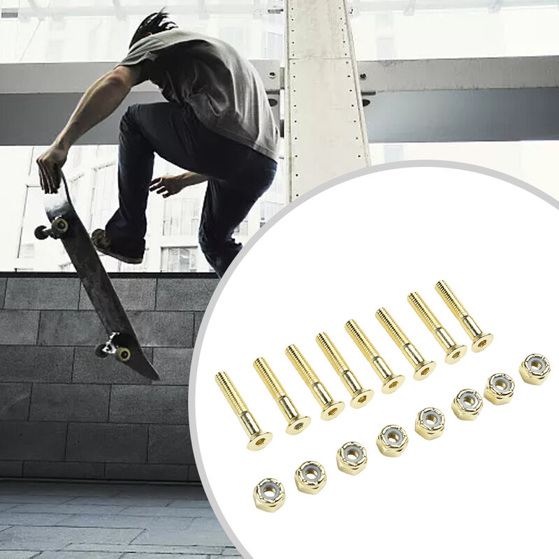 16pcs Screws Bolts 25mm 28mm 30mm Accessories Carbon steel Long board M5 Nuts Replacement Skateboard Tool Useful