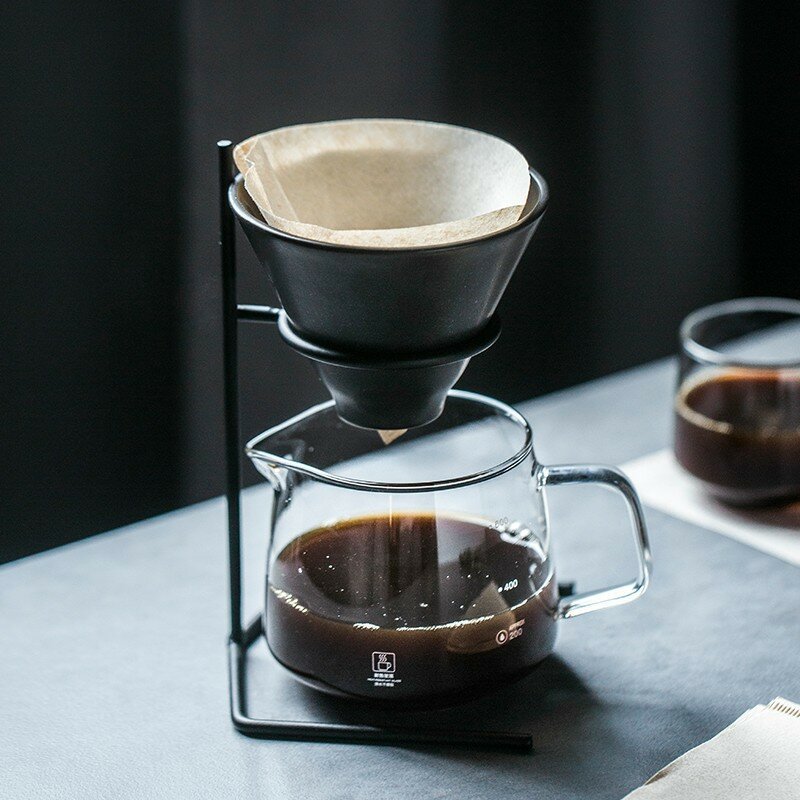 Servidor de café para el hogar, cafetera hecha a mano, taza de filtro, soporte para elaboración de café, olla para compartir vidrio