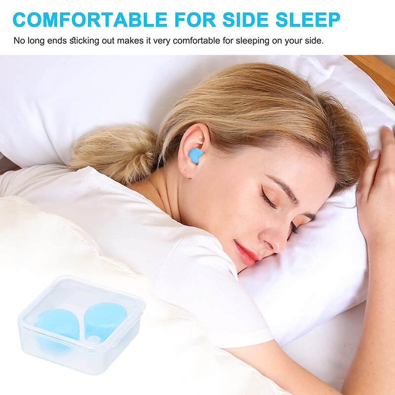 소음 감소 실리콘 귀마개, 소음 차단 방지, 방음 보호, 수면 재사용 귀마개, 박스당 8 개