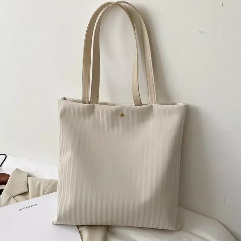 BBA155     Handbags for Women  Large Capacity Tote Shopper Bag Solid Color Striped Pu Leather Corduroy