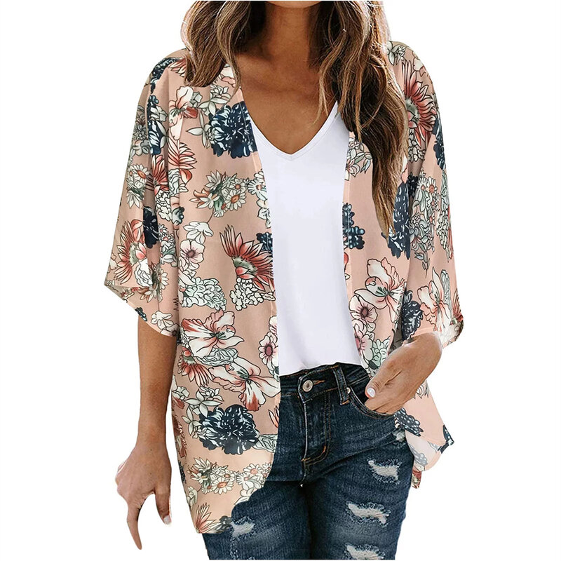 Cardigan de plage imprimé floral pour femmes, kimono en Y, vestes décontractées, chemises, maillots de bain, tenues d'été, nouveau, 2023