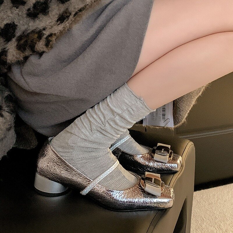 Chunky Heel Flats para mulheres, elegante e versátil, design inspirado francês, roupeiro