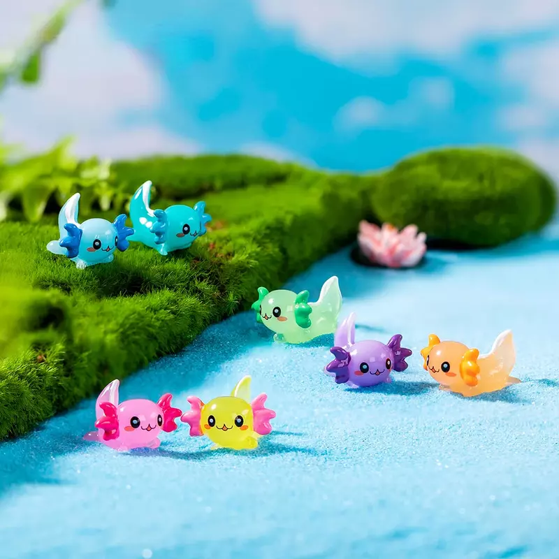 Dijes de resina de pez Axolotl 3D de simulación de 30 piezas, Color sólido, Kawaii, dibujos animados de mexianum, Ambystoma, accesorios de jardín de hadas