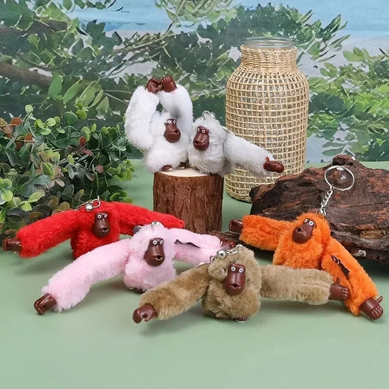 박제 고릴라 키체인 동물 장식품 키링, 귀여운 봉제 원숭이 키체인 장식 가방 펜던트, 재미있는 생일 선물