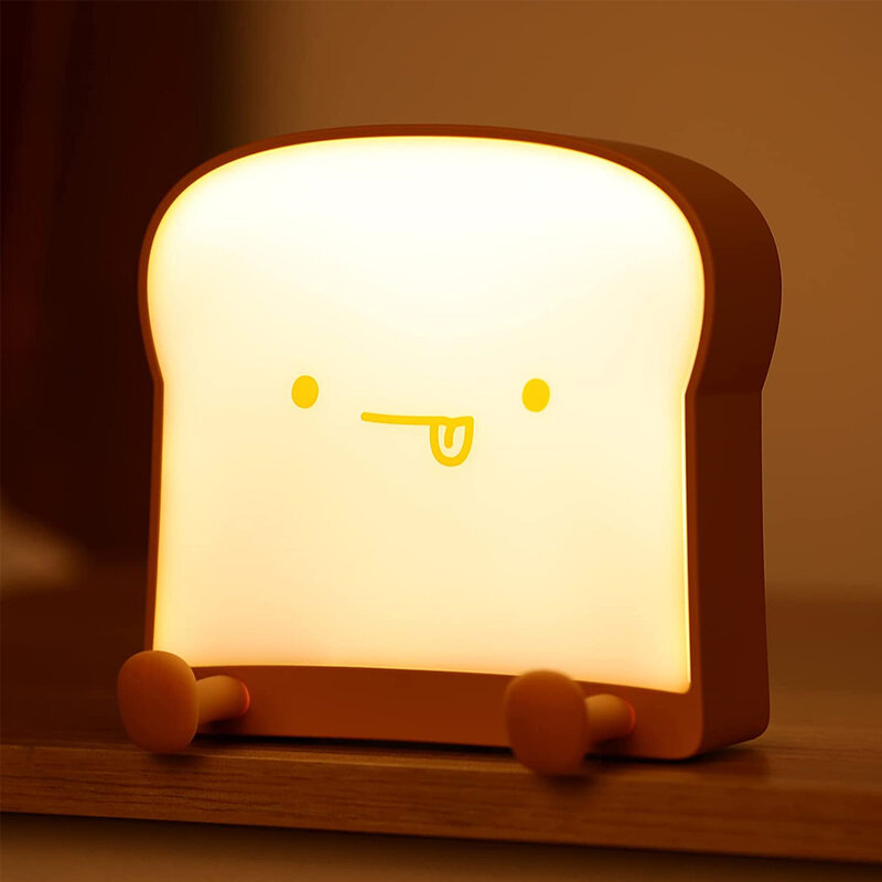 Nachtlampje Lamp-Brood Toast Lamp Schattige Lichte Verjaardagscadeaus Met Hout Usb Oplaadbare Verjaardag Voor Baby Jongens Peuters Kids
