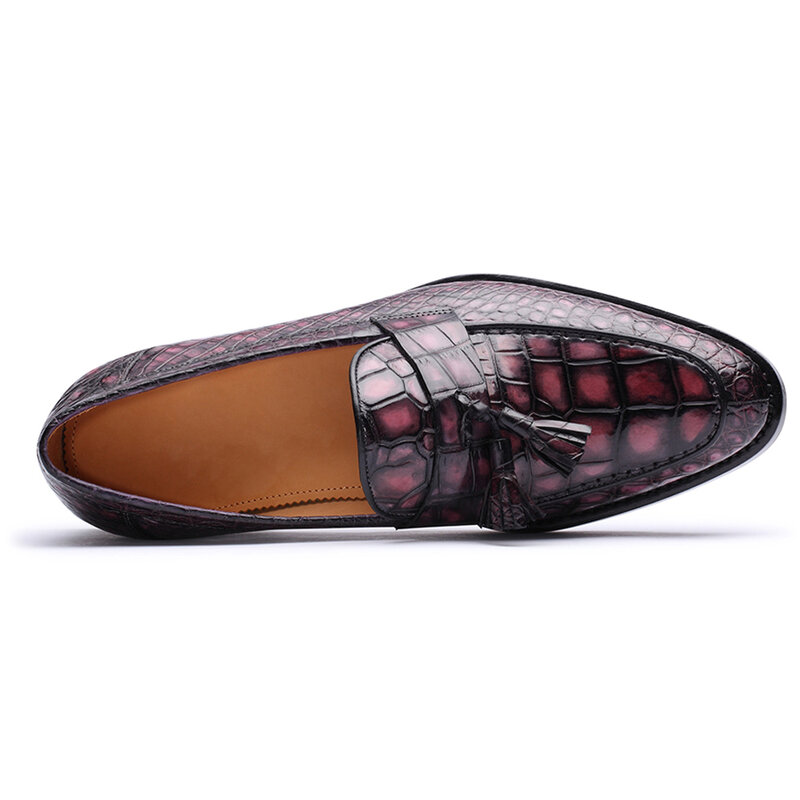 CWV-mocasines de piel de cocodrilo para hombre, zapatos informales transpirables, hechos a mano, con suela de cuero