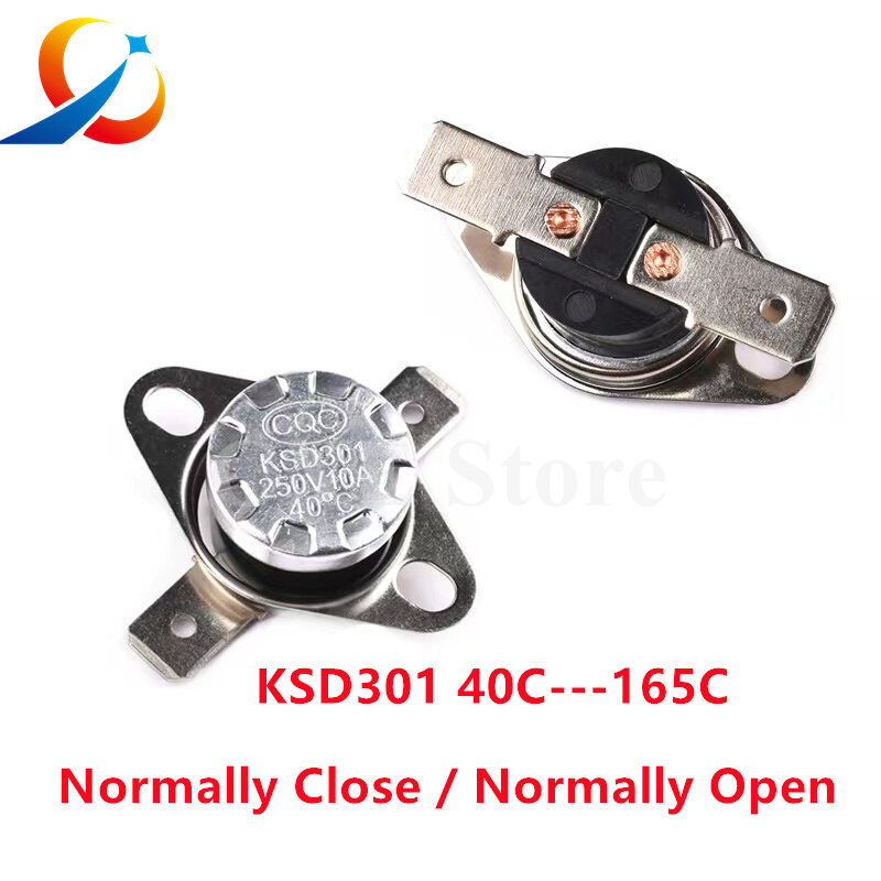 Thermostat bimétallique KSD301, 10A, interrupteur de température, contrôle thermique 40 ~ 160C, résistant en Celsius, Cristal manuelle, 40 65 90 95, 2 pièces