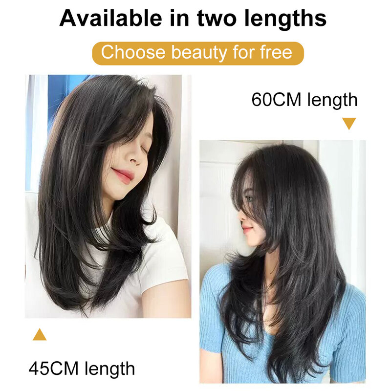 Synthetic V-Shaped Long Hair Extension Synthetic Layered Hair Extension Hair Pad Fluffy Top Increase Hair Volume