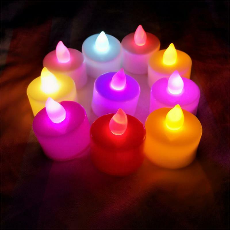 Bougie LED multicolore sans flamme, lampe romantique ci-après les lumières pour la maison, fête d'anniversaire, décorations de mariage