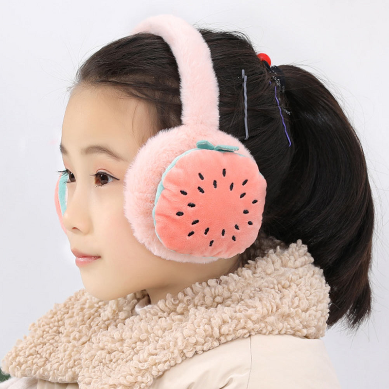 Fruit Embroidered Earmuffs Kids Winter Cover Plush Cuffs Unisex Warmer Protector