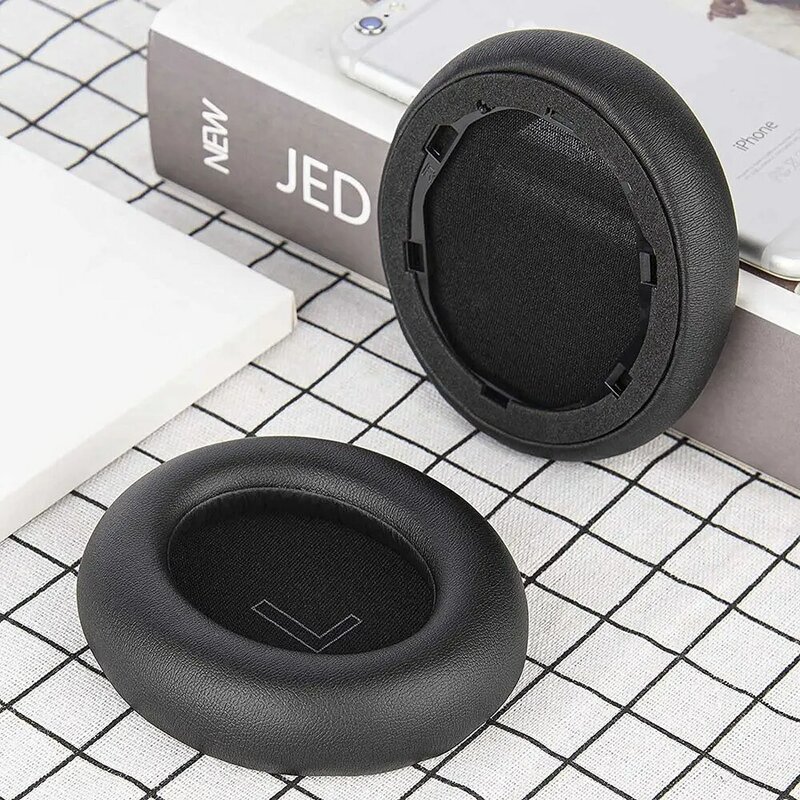 2Pcs Protein Leather Replacement Ear Pads for Anker Soundcore Life Q20, Q20BT Headphones Earpads