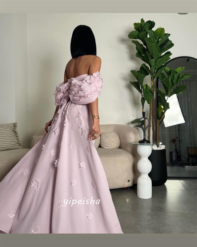 Prom Dress Saudi Arabia Simple Modern Style Formal Evening Off The Shoulder A-line Appliques Satin Bespoke Occasion Dresses