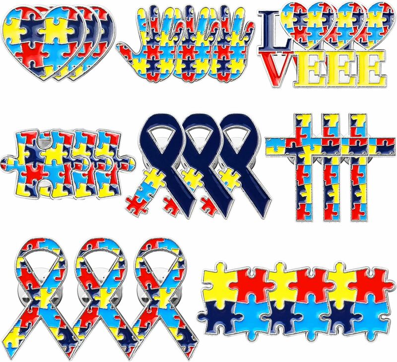 2024 neue Autismus Puzzle Symbol Anstecknadel Harz Acryl Broschen Anstecknadeln Emaille Pins Geschenk für Frauen Männer Mädchen