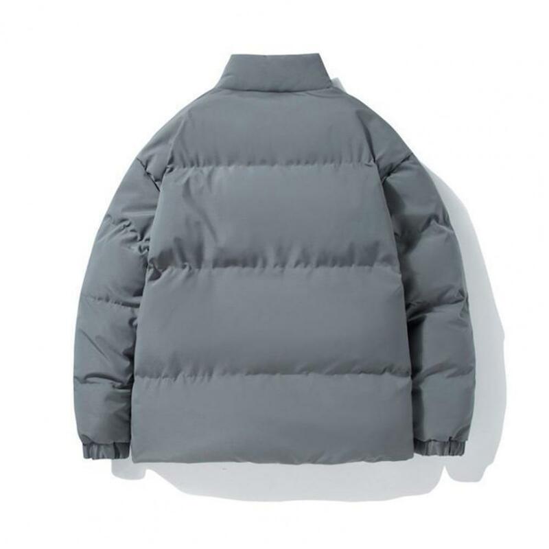 남성용 두꺼운 코튼 코트, 방풍 겨울 다운 재킷, 플러시 패딩, 목 보호, 지퍼 클로저, 보온