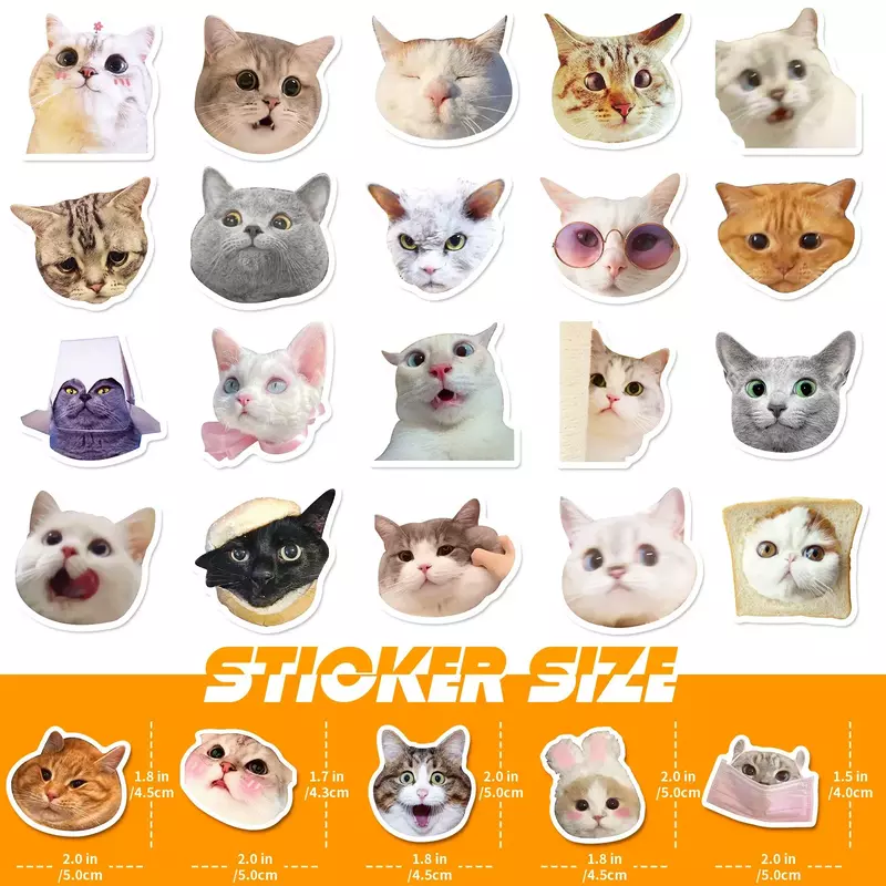 귀여운 고양이 스티커 재미있는 고양이 방수 데칼, 장식 스크랩북 저널 물병 노트북 수하물 스티커, 50 개